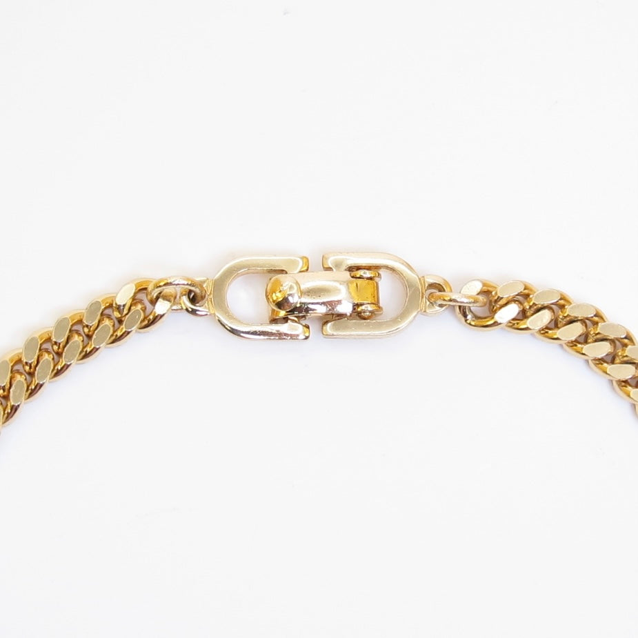 Christian Dior Vintage CD Logo in Oval Shaped with Rhinestone Golden Bracelet