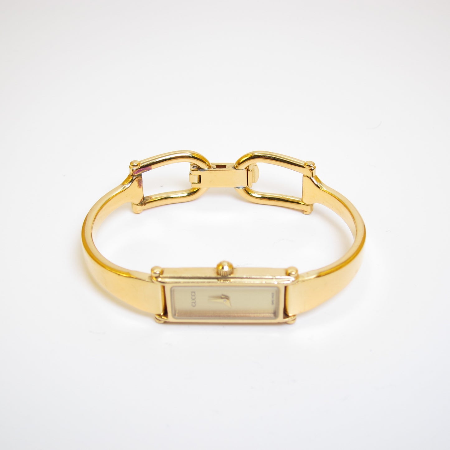 Gucci 復古長方形金色錶盤手鐲腕錶