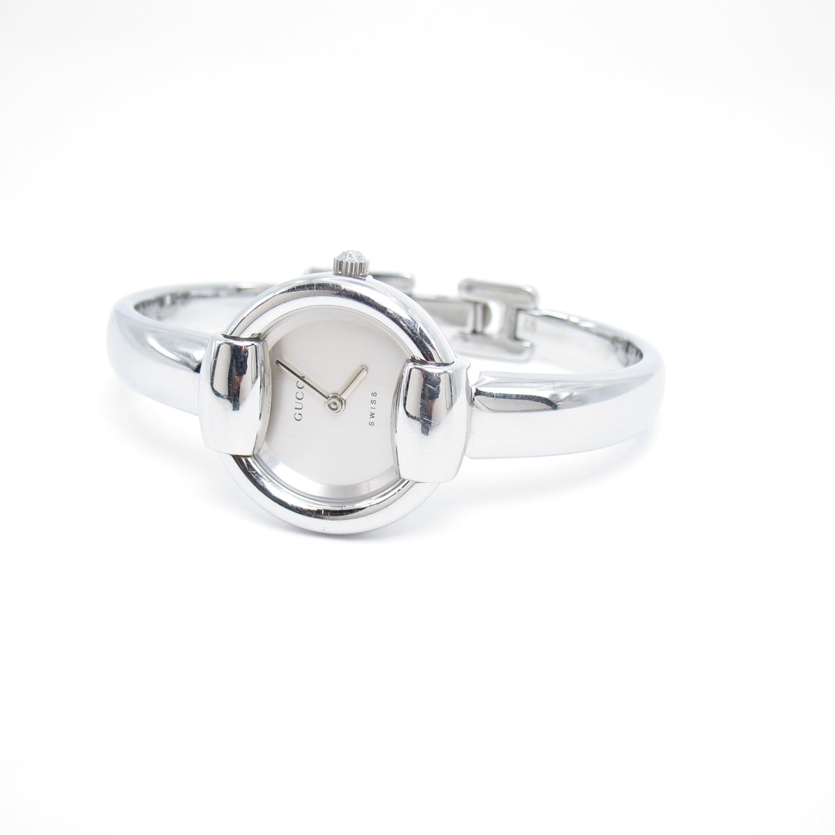 Gucci Vintage 1400L Silver White Dial Bangle Watch