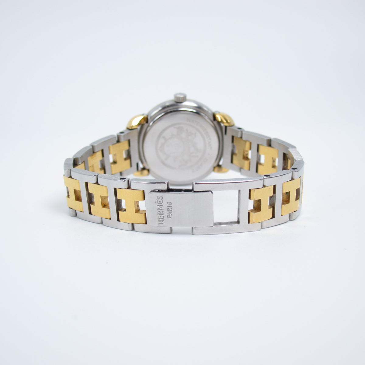 Hermes Vintage Pullman White Face with Date and H Bracelet Two Tone Watch