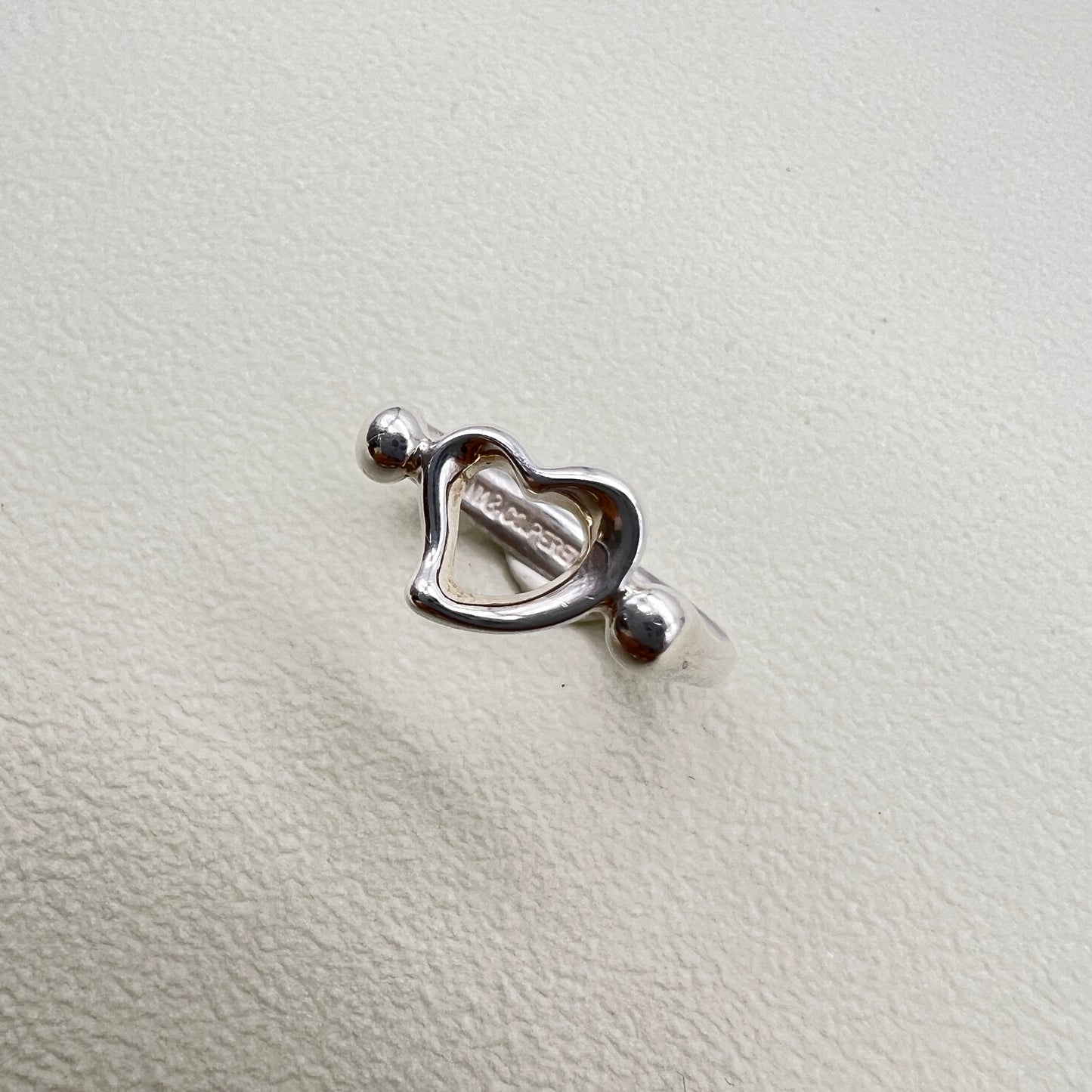 Tiffany Vintage Open Heart 925 Silver Ring #12