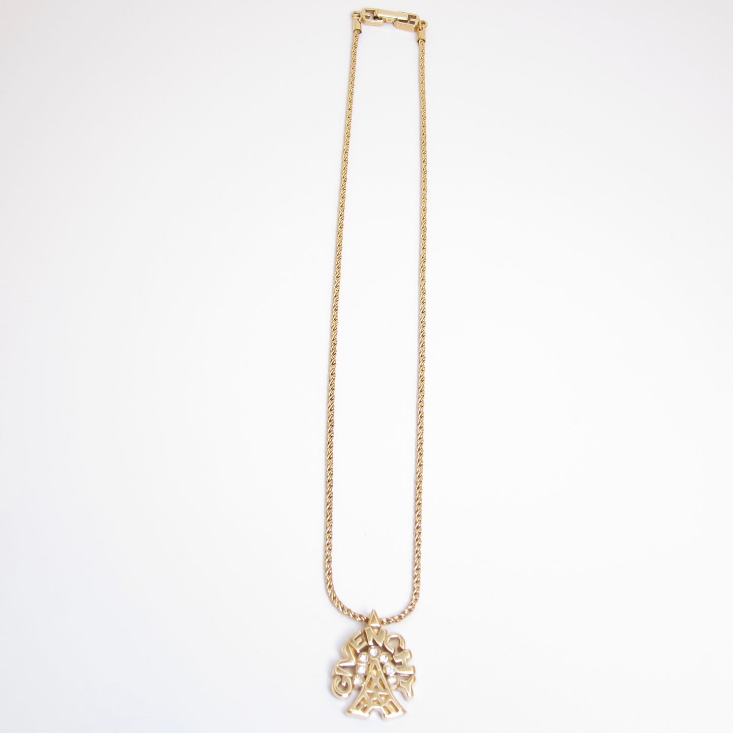 Givenchy Vintage Givenchy Logo Eiffel Tower Rhinestone Golden Necklace