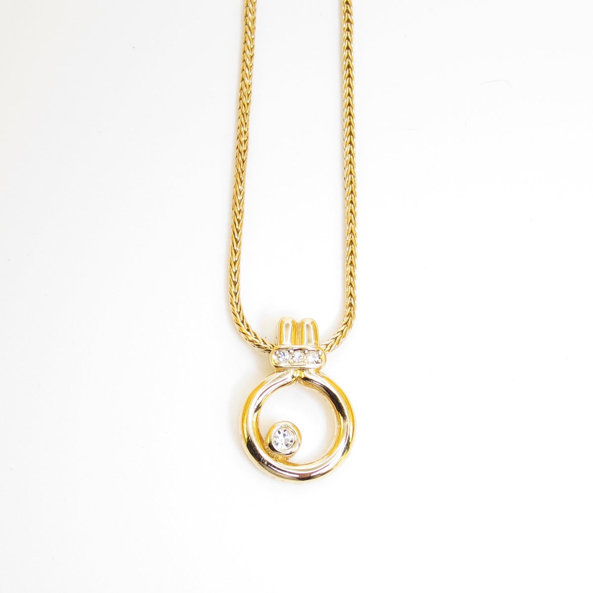 Christian Dior Vintage Open Circle Gold-Tone Pendant Necklace