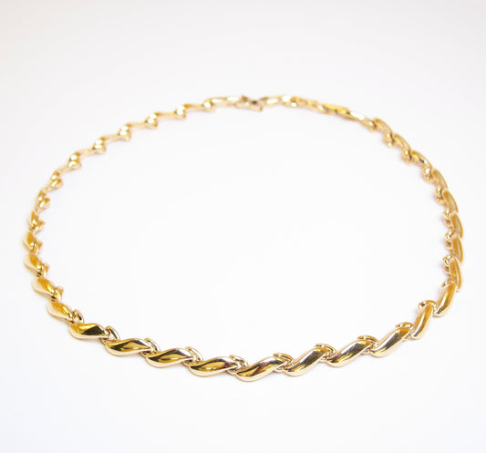 Nina Ricci Vintage Sculptural Wave Golden Necklace