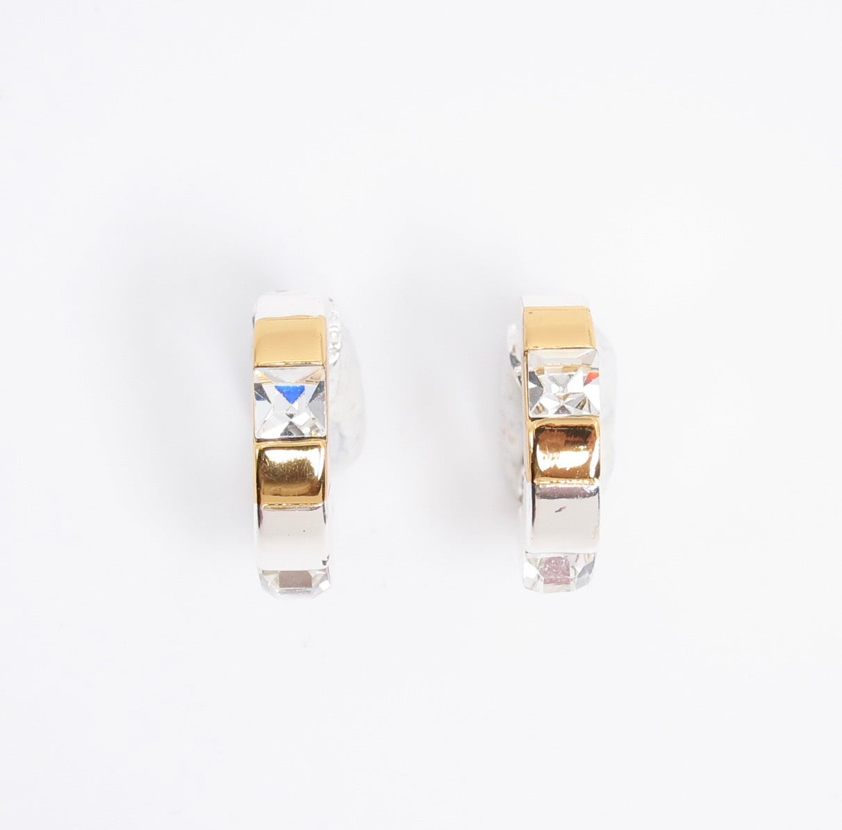Monet Vintage Rhinestone Two Tone Earrings