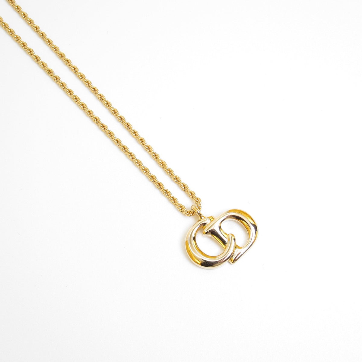 Christian Dior Vintage Interlocking CD Logo Gold-Tone Necklace