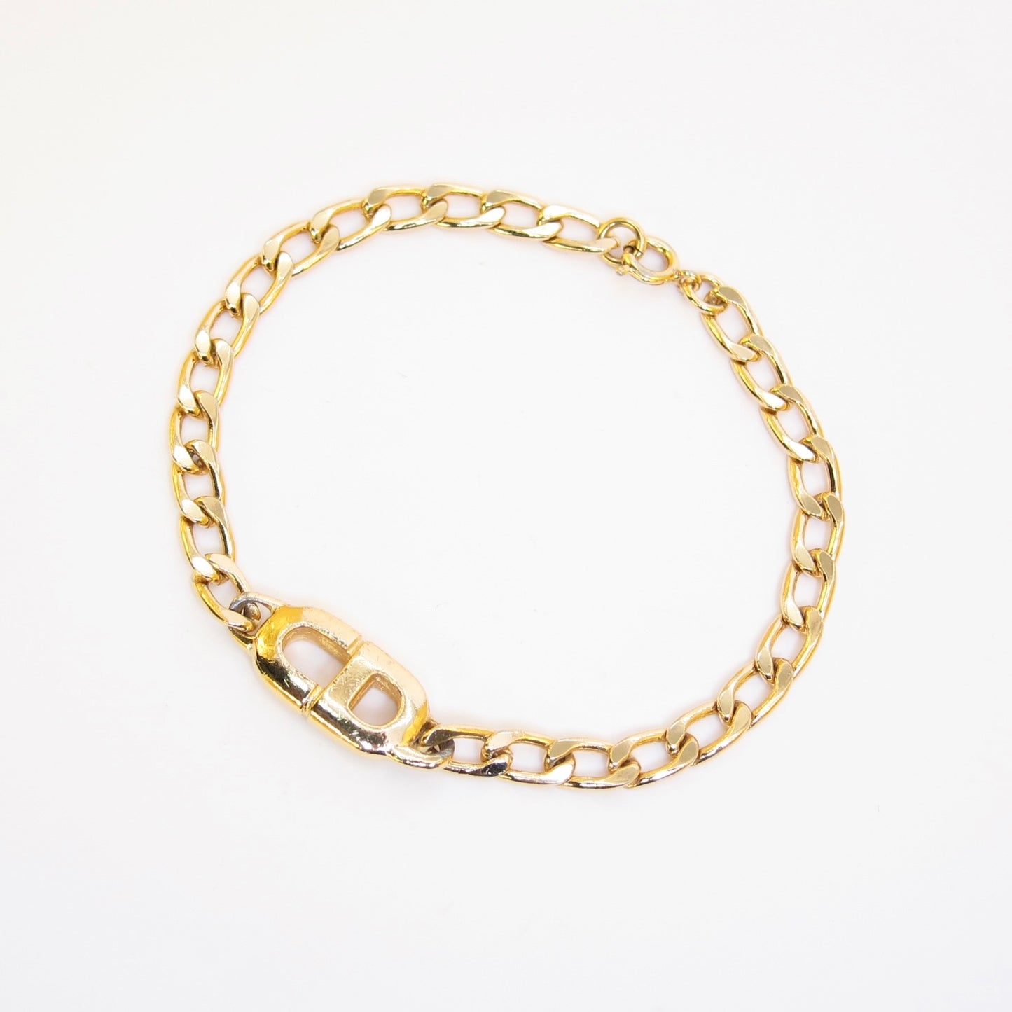 Christian Dior Vintage CD Logo Golden Chain Bracelet