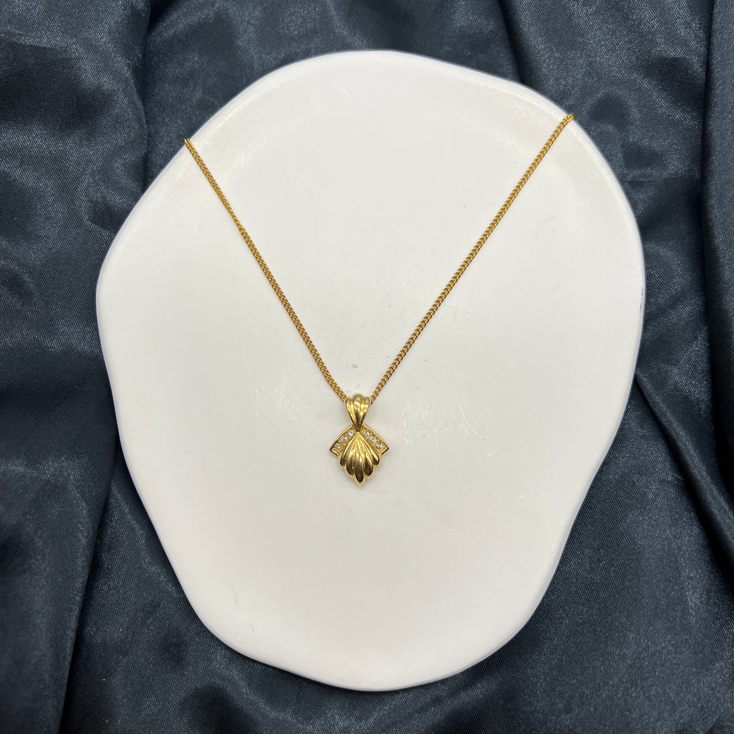 Christian Dior Vintage Golden Pendant with Rhinestone Necklace