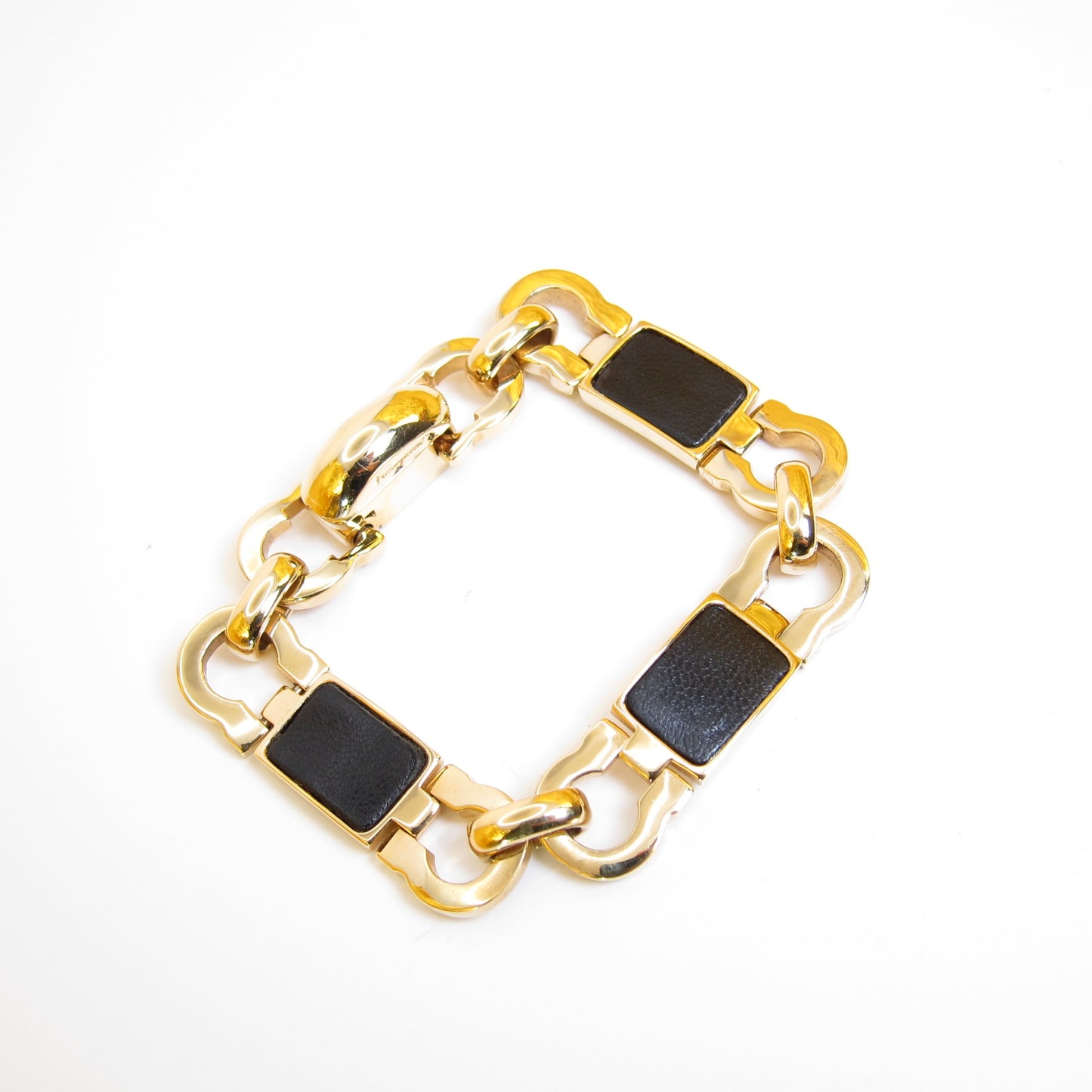 Ferragamo Vintage Gancini and Black Golden Bracelet