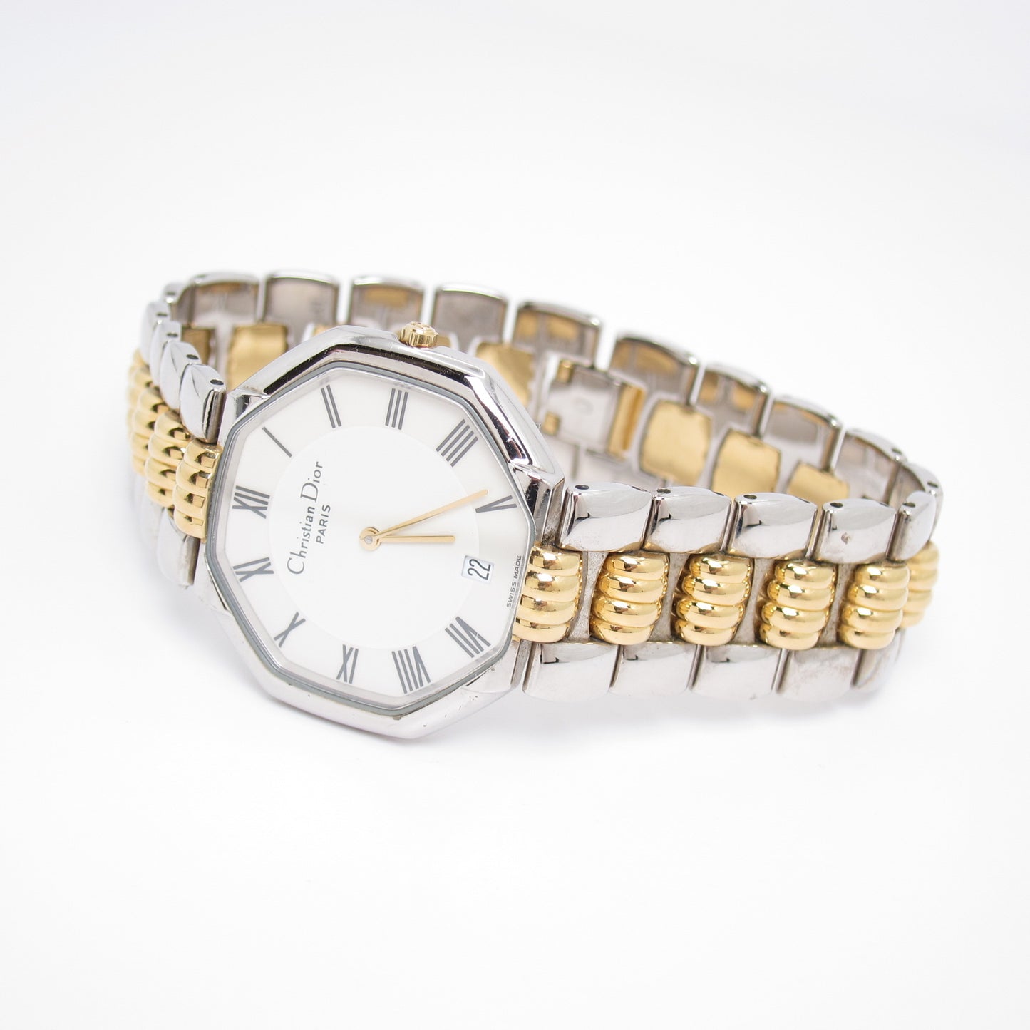 Christian Dior Vintage Octagon White Face Two Tone Watch