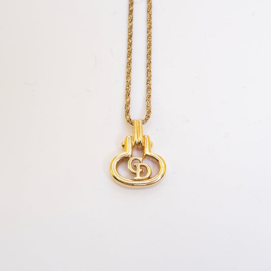 Christian Dior Vintage CD Logo Golden Necklace