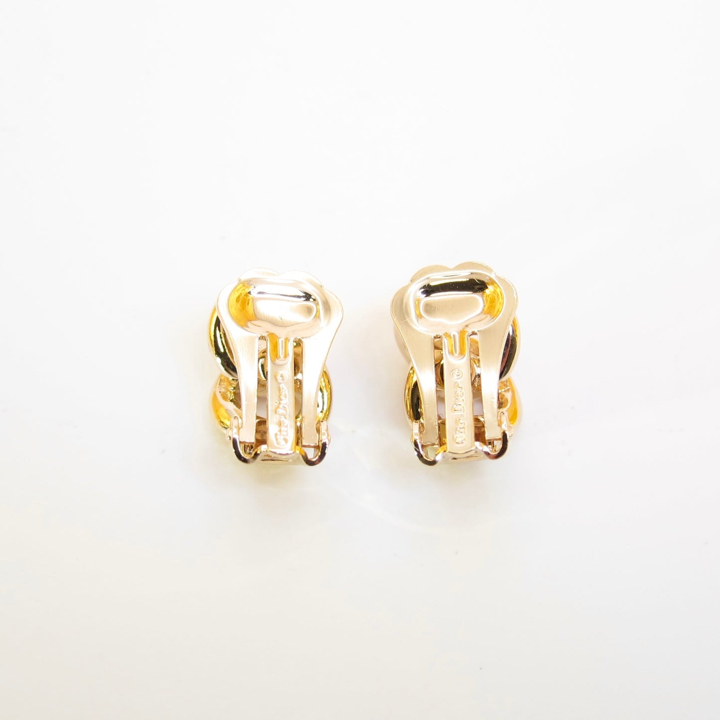 Christian Dior Vintage Rhinestone and Link Golden Clip-on Earrings