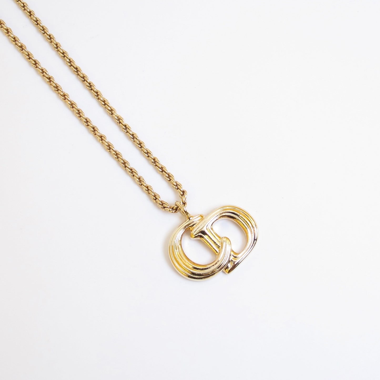 Christian Dior Vintage CD Logo Golden Necklace