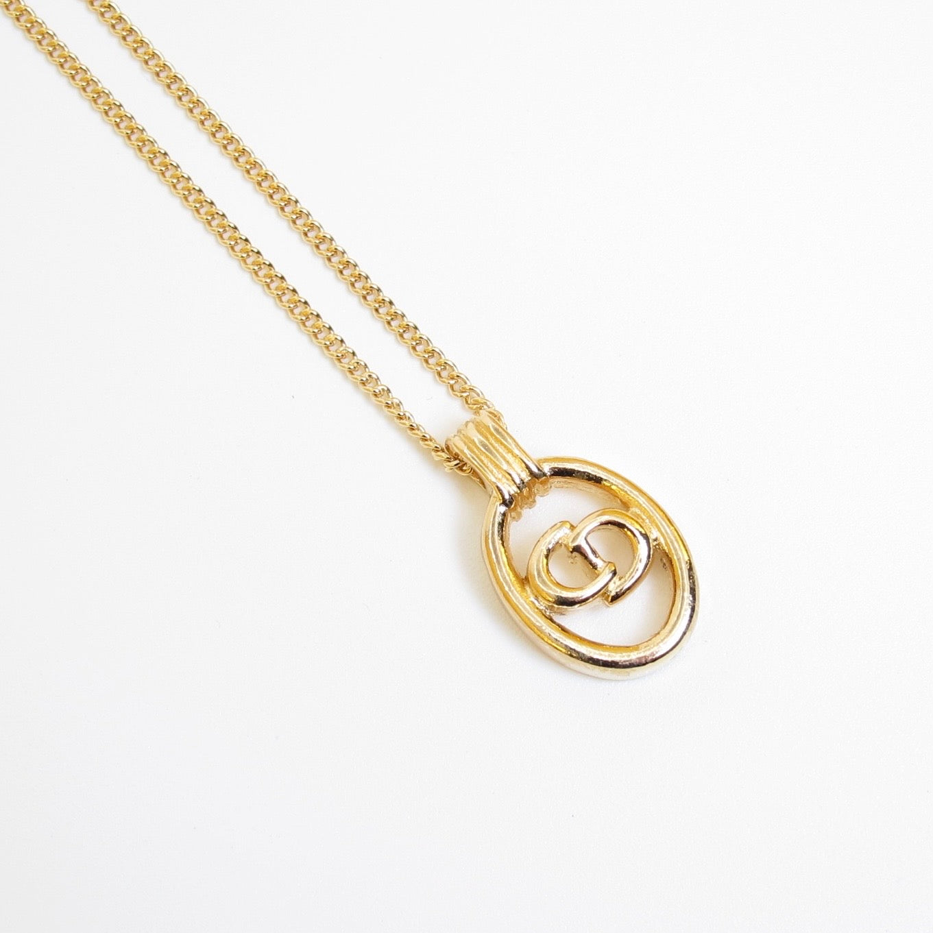 Christian Dior Vintage Oval CD Logo Necklace