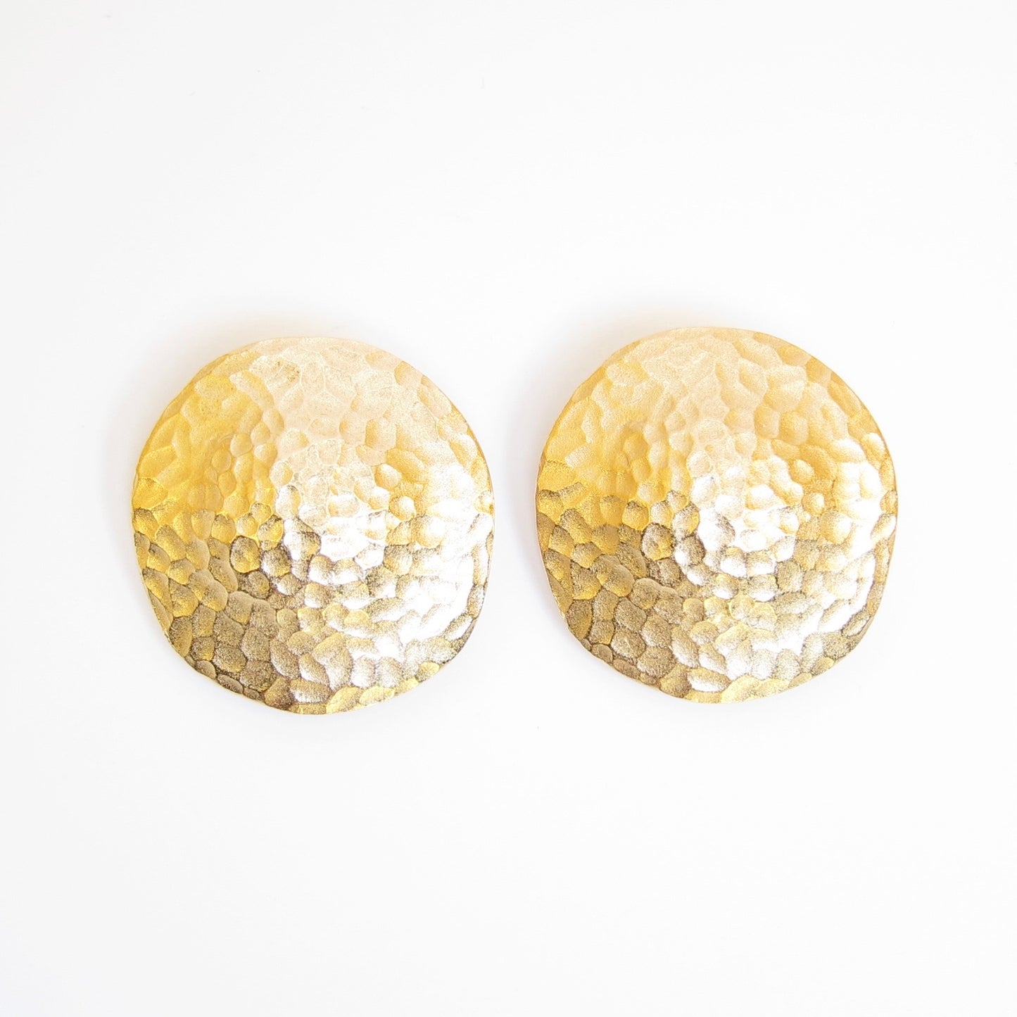 Givenchy Vintage Hammered Round Shaped Golden Clip-on Earrings