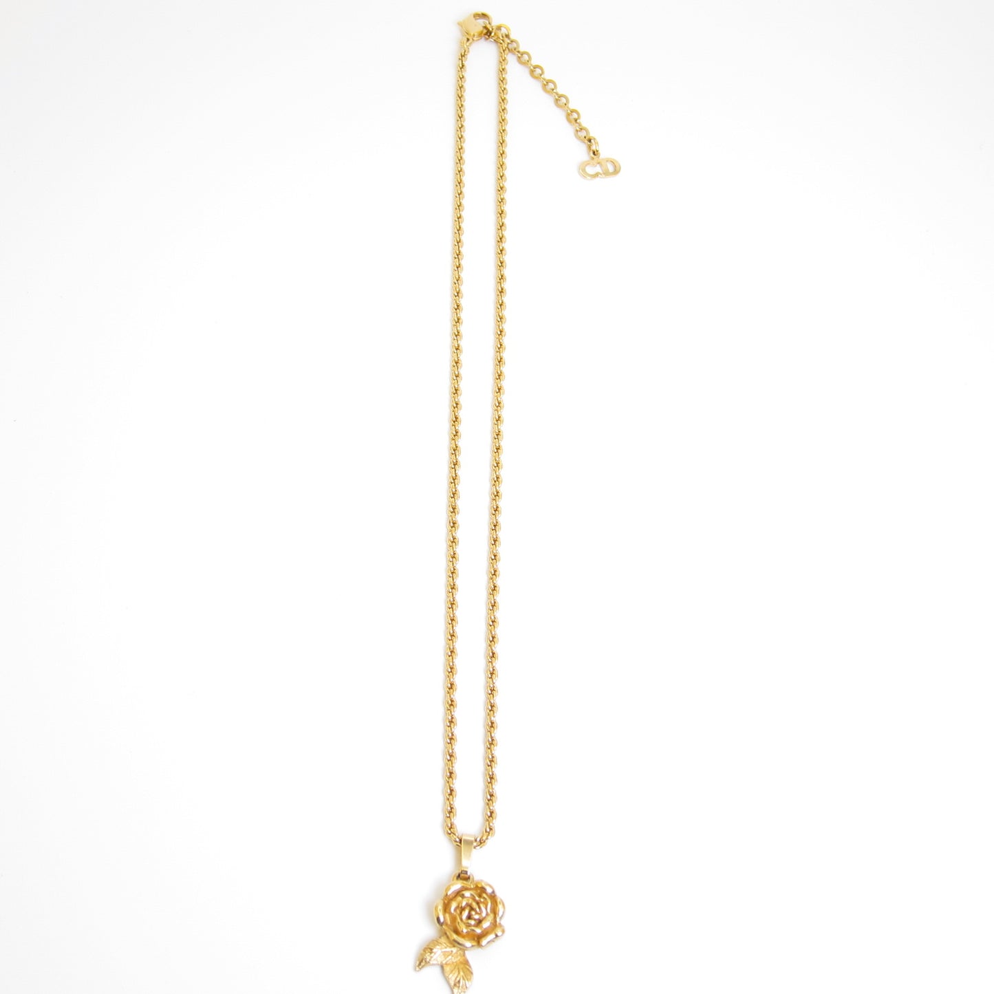 Christian Dior Vintage Rose Motif Golden Necklace