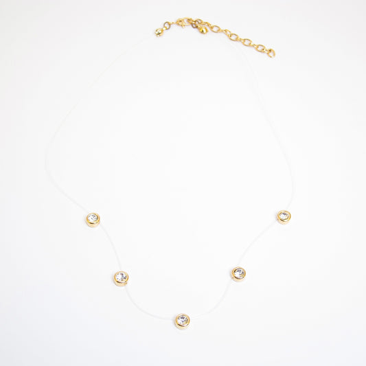 Monet Vintage Golden Bezel Rhinestone Necklace