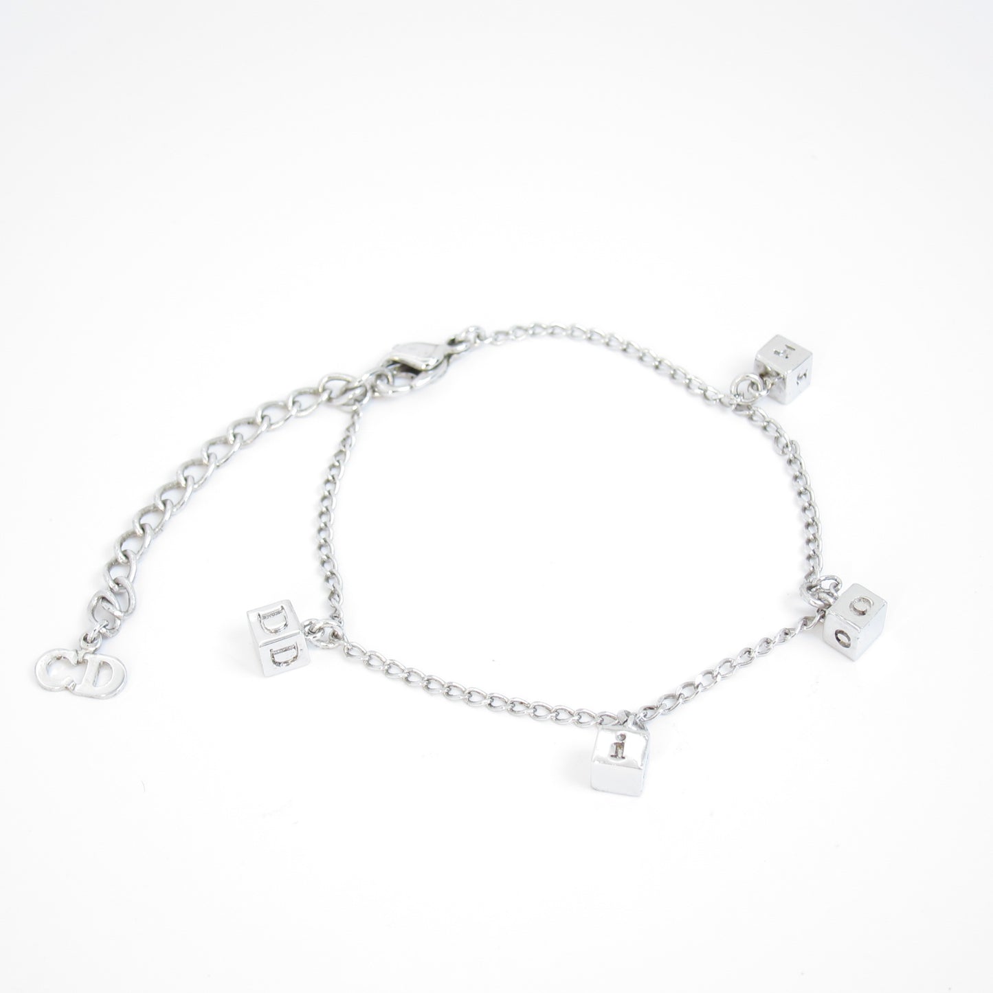 Christian Dior Vintage Dior Logo on Cube Silver Bracelet