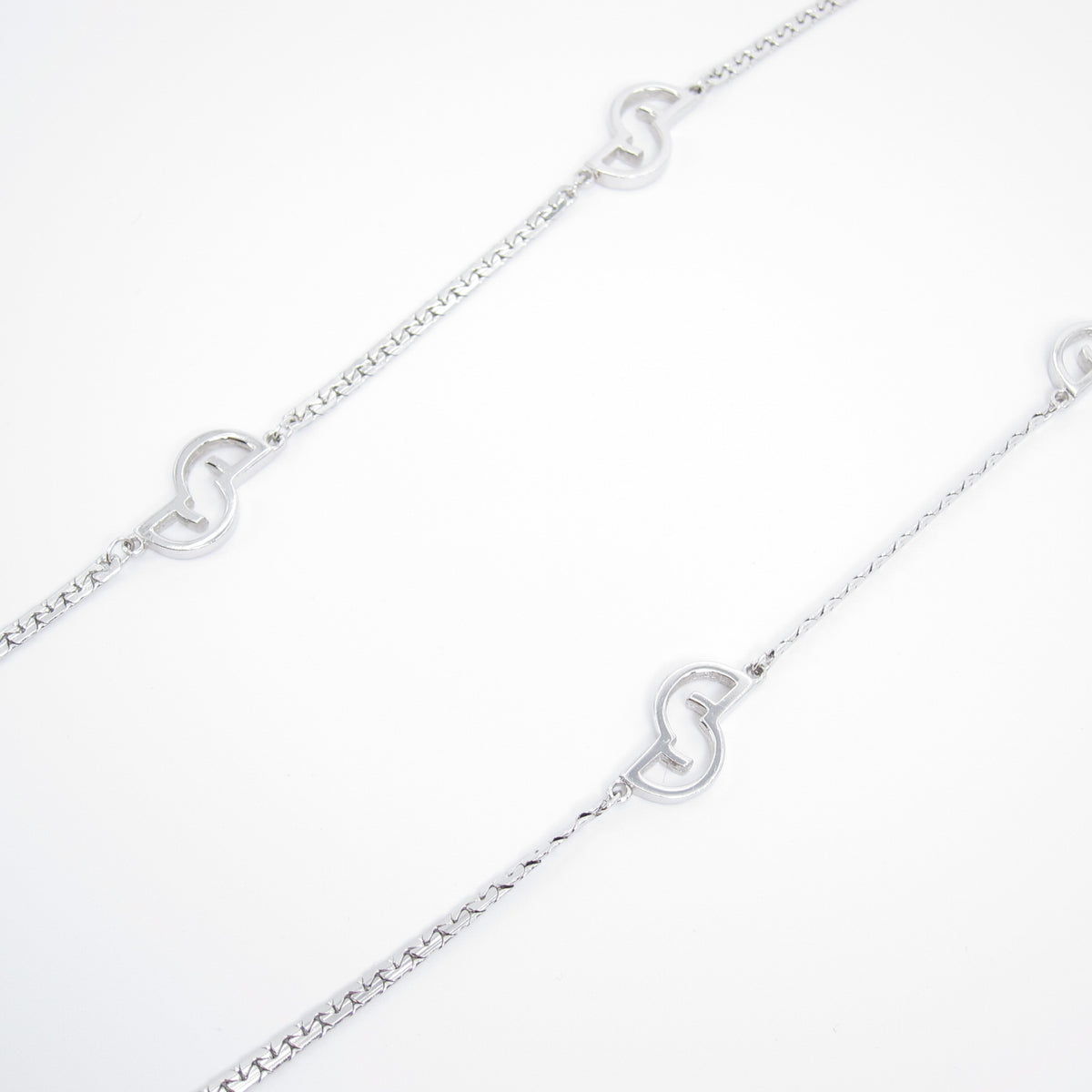 Givenchy Vintage Silver-Tone Chain Necklace with S-Shaped Details