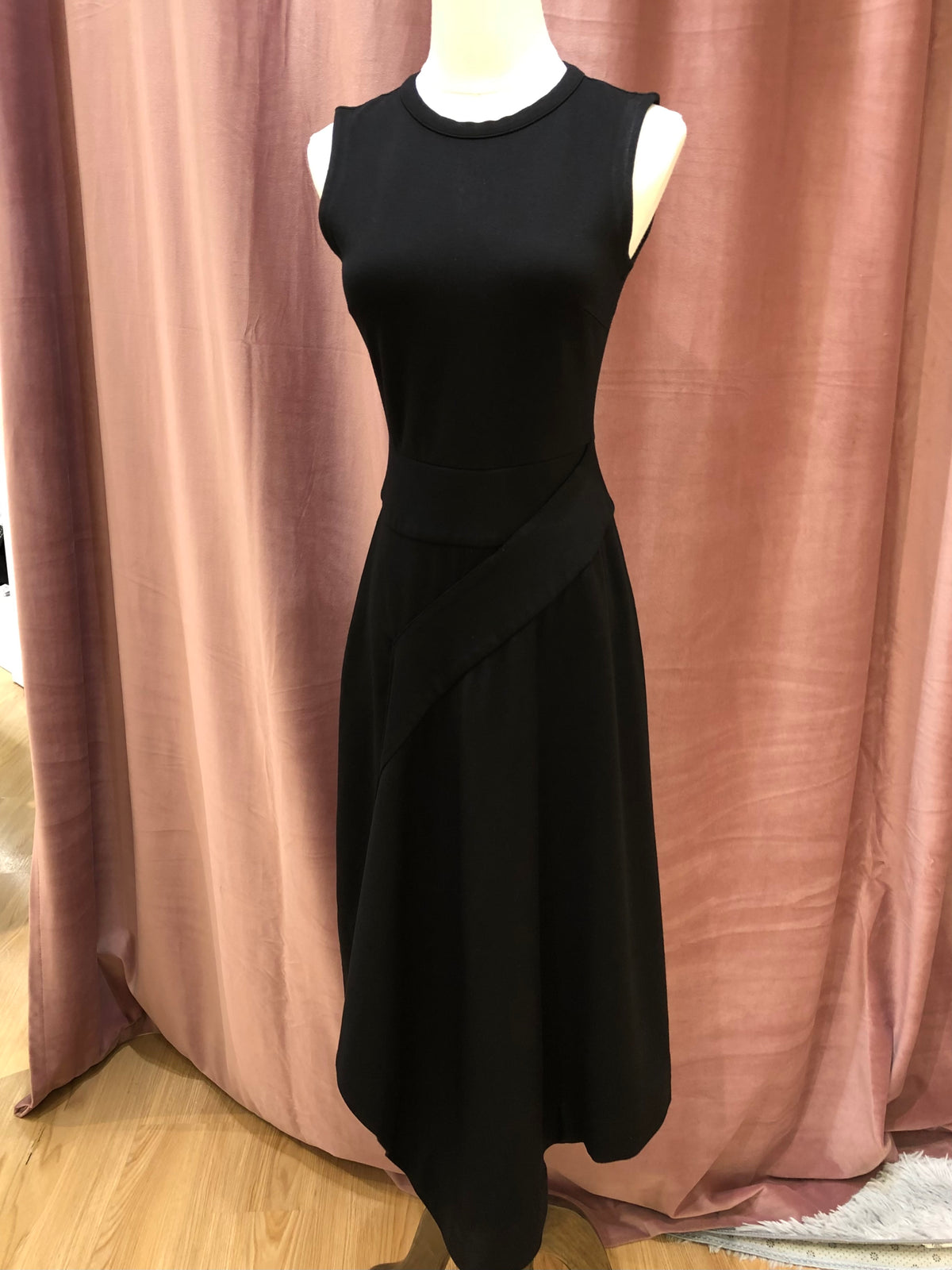 CALVIN KLEIN Black Asymmetric Wrap-waist Dress