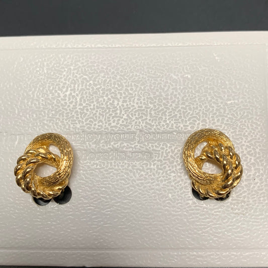 Christian Dior Vintage Twist Circle Golden Clip-on Earrings