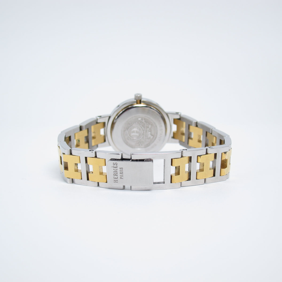 Hermes Vintage Clipper White Face with Date and H Bracelet Two Tone Watch