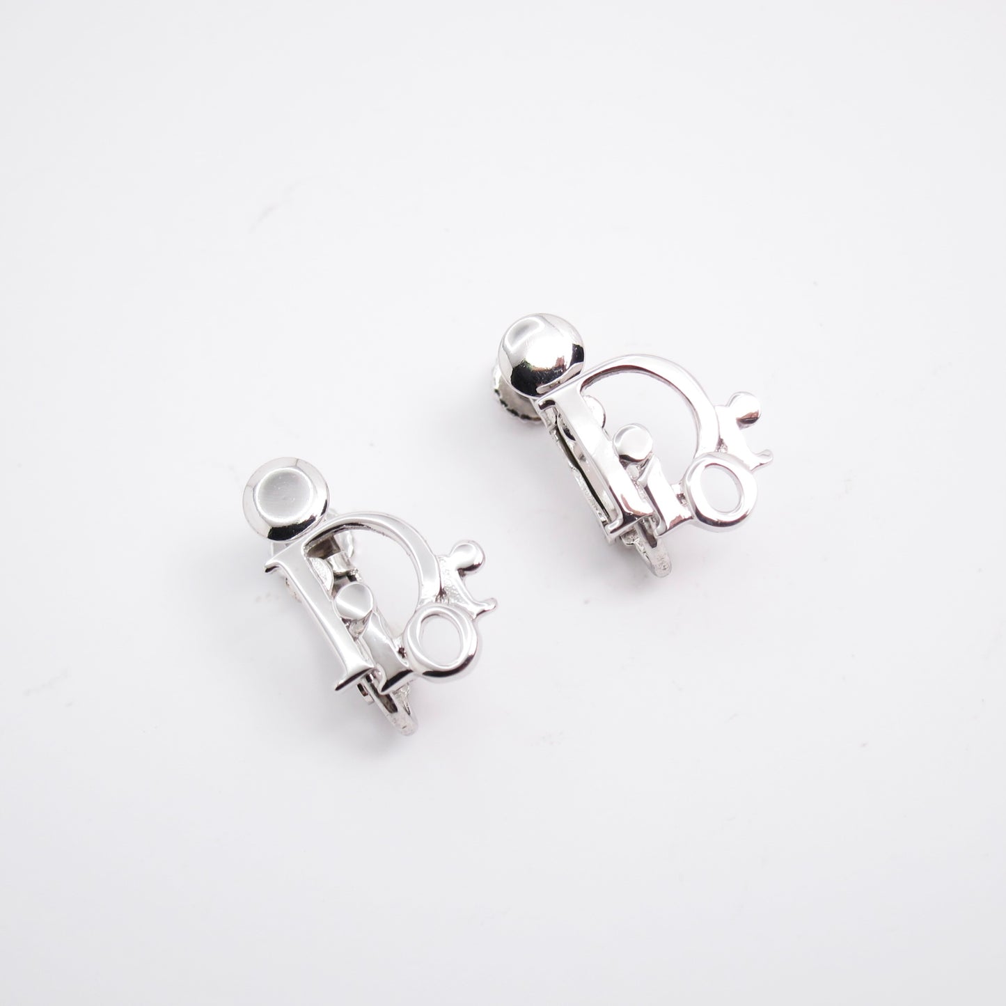 Christian Dior Vintage Dior Logo Silver Clip-on Earrings