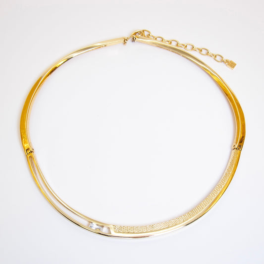 Givenchy Vintage Stylish Rhinestone Golden Choker Necklace