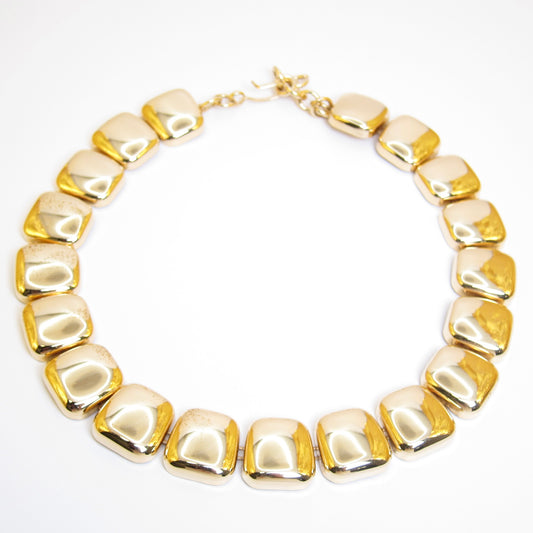 Monet Vintage Golden Chunky Square Block Necklace