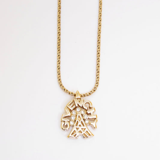 Givenchy Vintage Givenchy Logo Eiffel Tower Rhinestone Golden Necklace