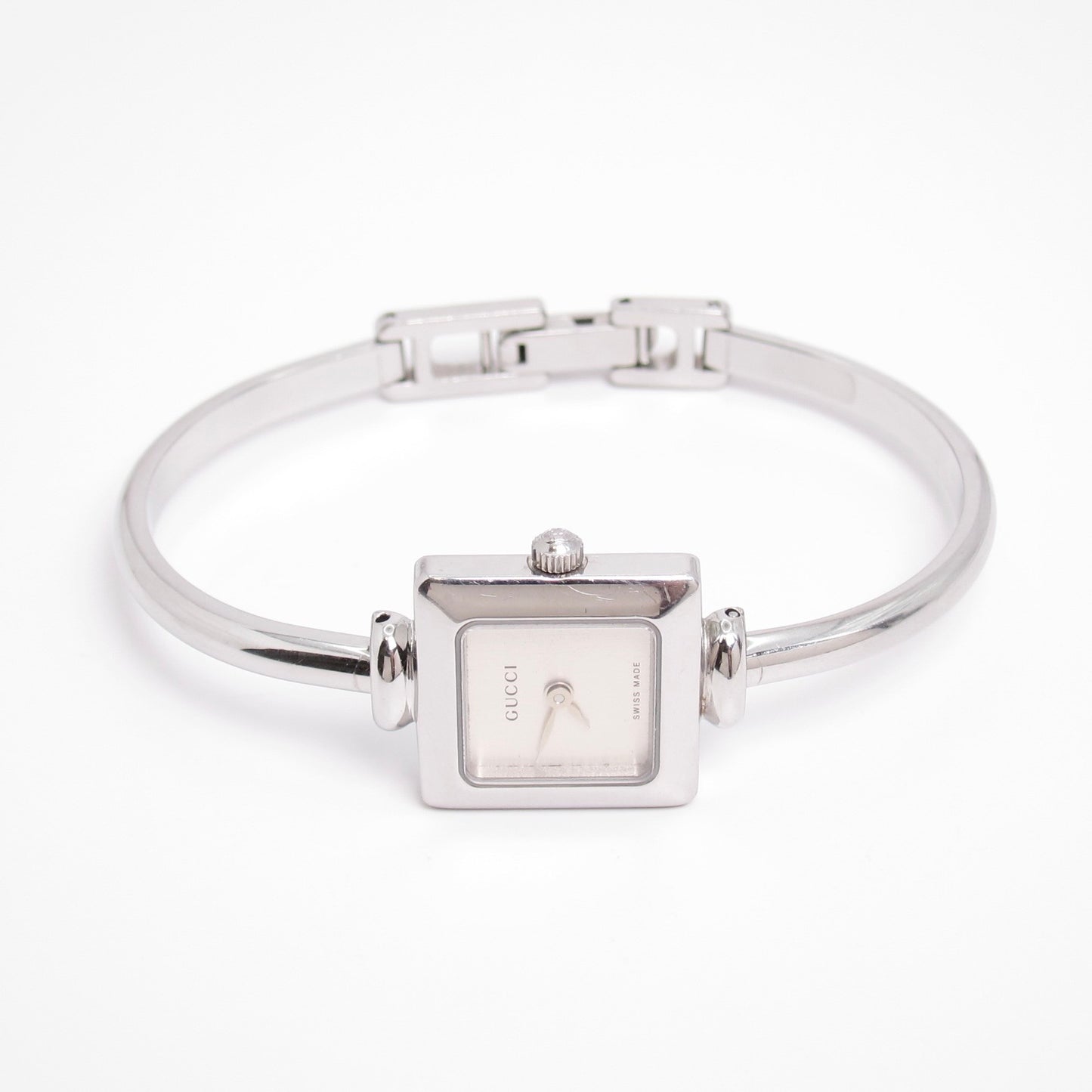 Gucci Vintage Square Silver Face Bangle Watch