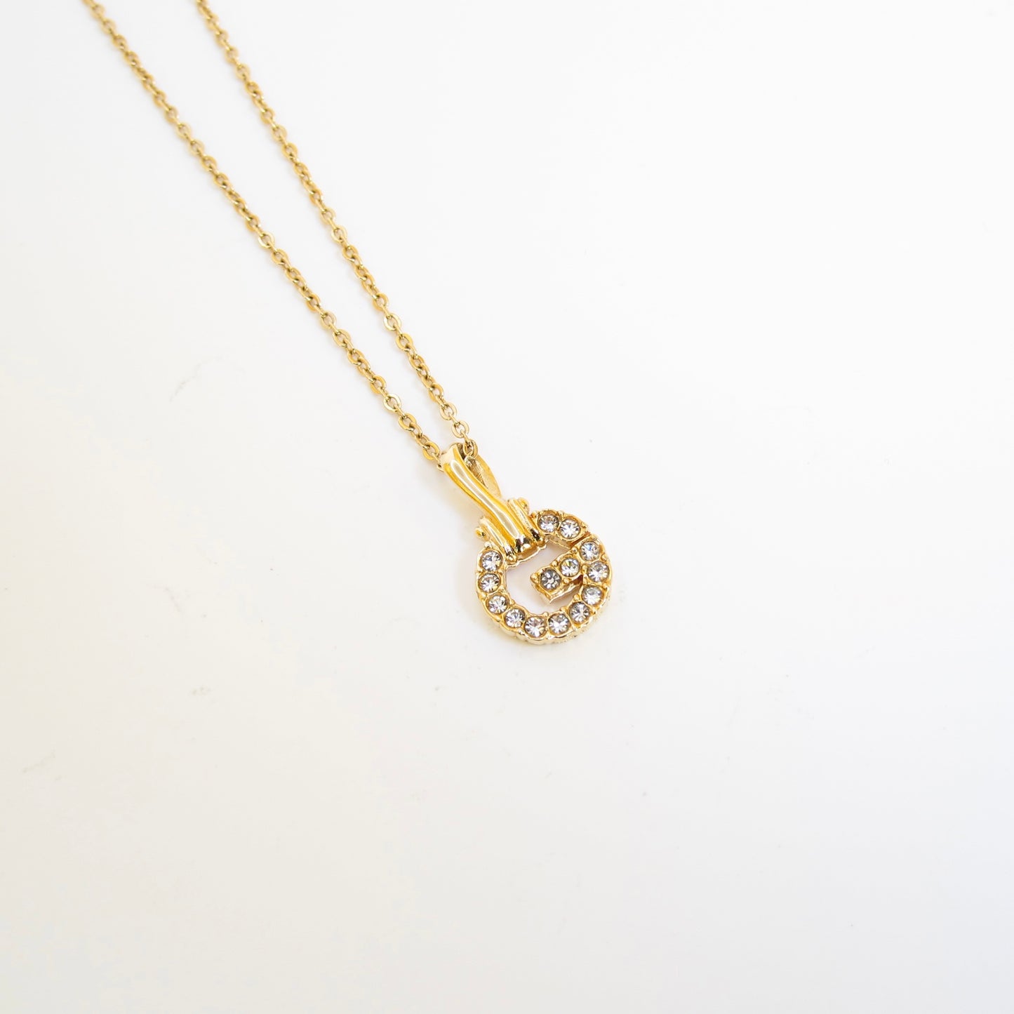 Givenchy Vintage G Logo with Rhinestone Golden Necklace