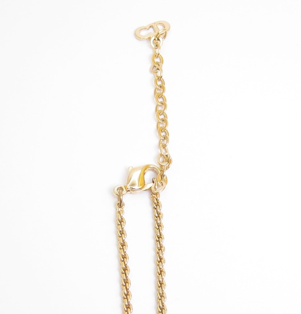 Christian Dior Vintage Dior Logo on Black and Golden Circle Pendant Necklace
