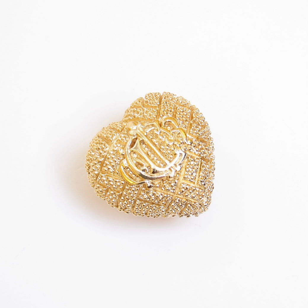 Christian Dior Vintage Dior Logo on Heart Golden Brooch