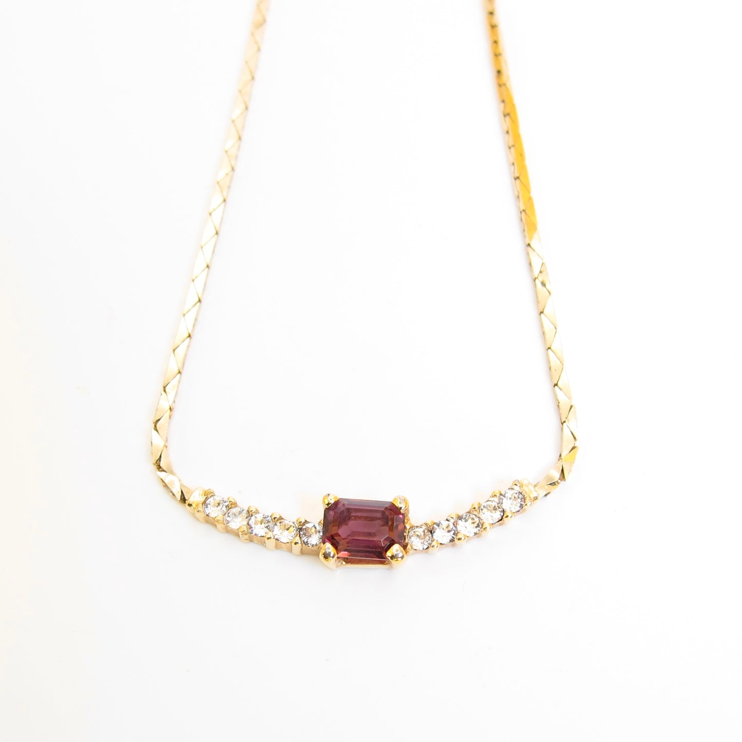 Christian Dior Vintage Purple Color Stone and Rhineatone Golden Necklace