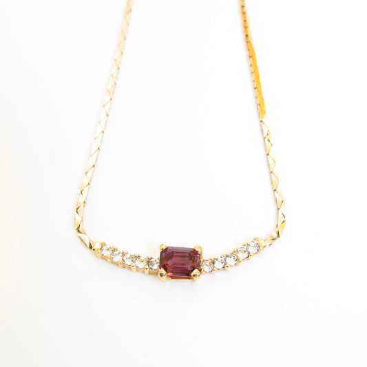 Christian Dior Vintage Purple Color Stone and Rhineatone Golden Necklace