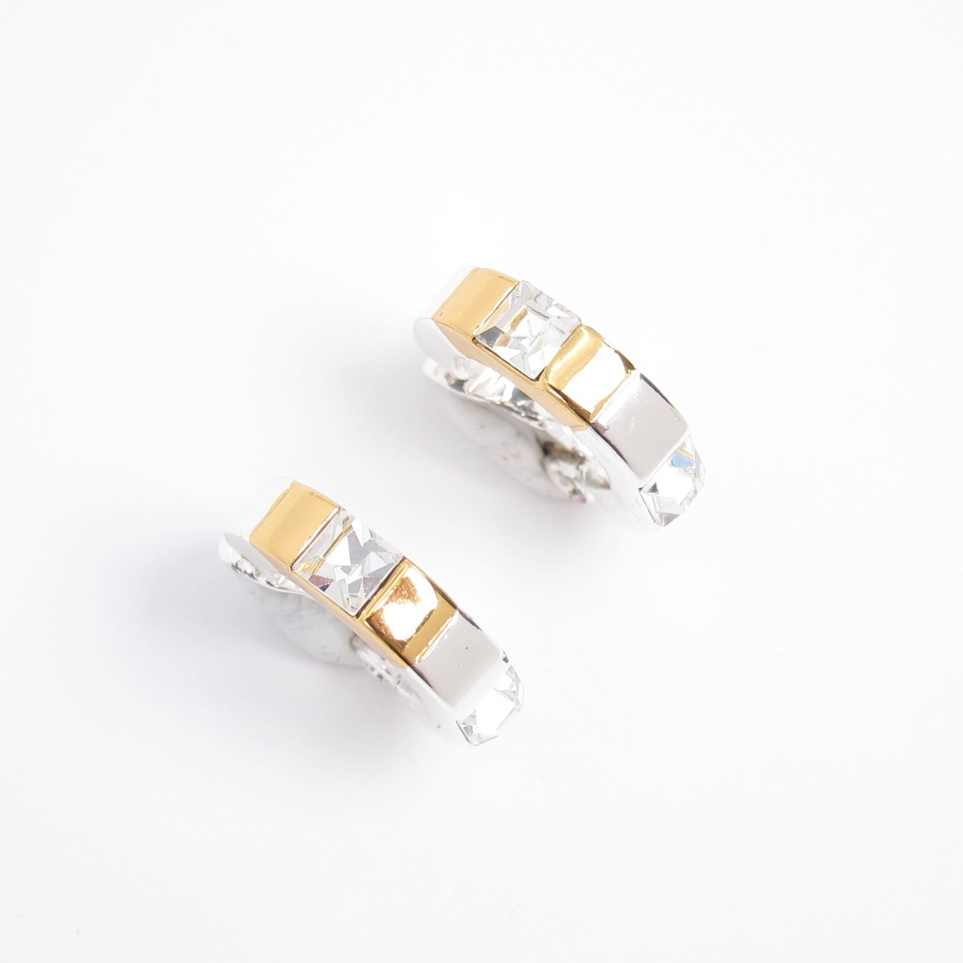 Monet Vintage Rhinestone Two Tone Earrings