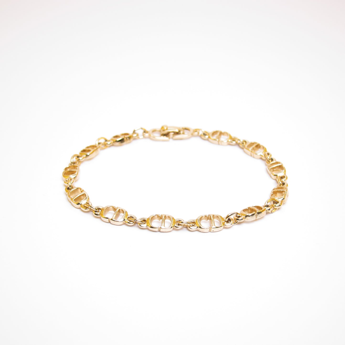 Christian Dior Vintage CD Logo Motif Golden Bracelet