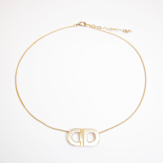 Christian Dior Vintage CD Logo Golden Necklace