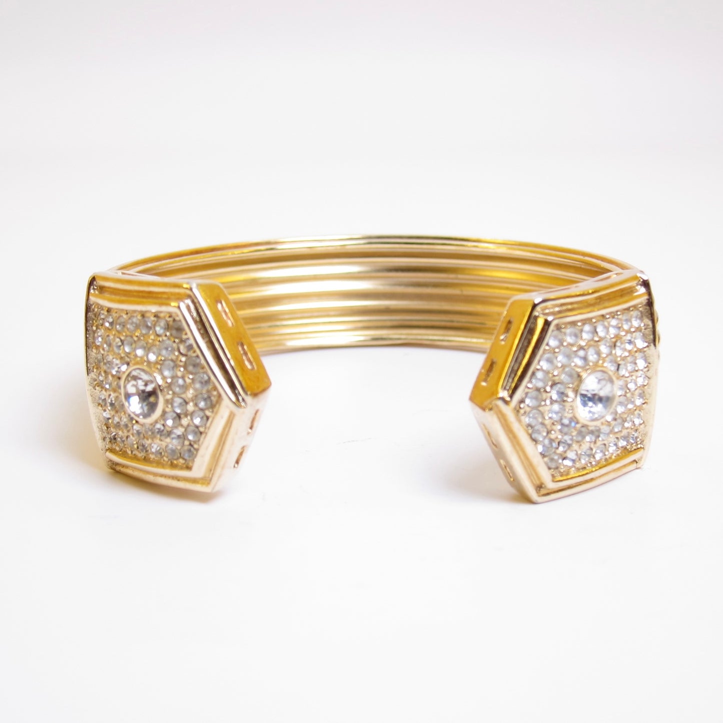 Christian Dior Vintage Stylish Rhinestone Golden Cuff Bangle