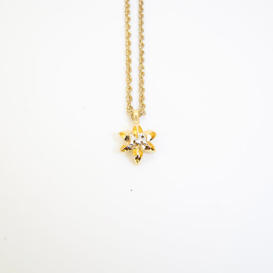 Nina Ricci Vintage NR Logo on Folwer Golden Necklace