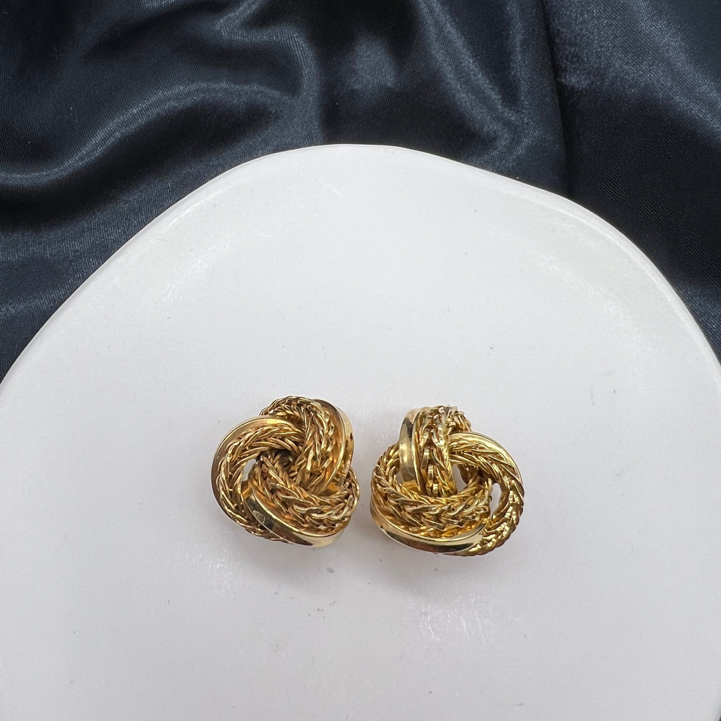 Christian Dior Vintage Golden Twist Clip-On Earrings