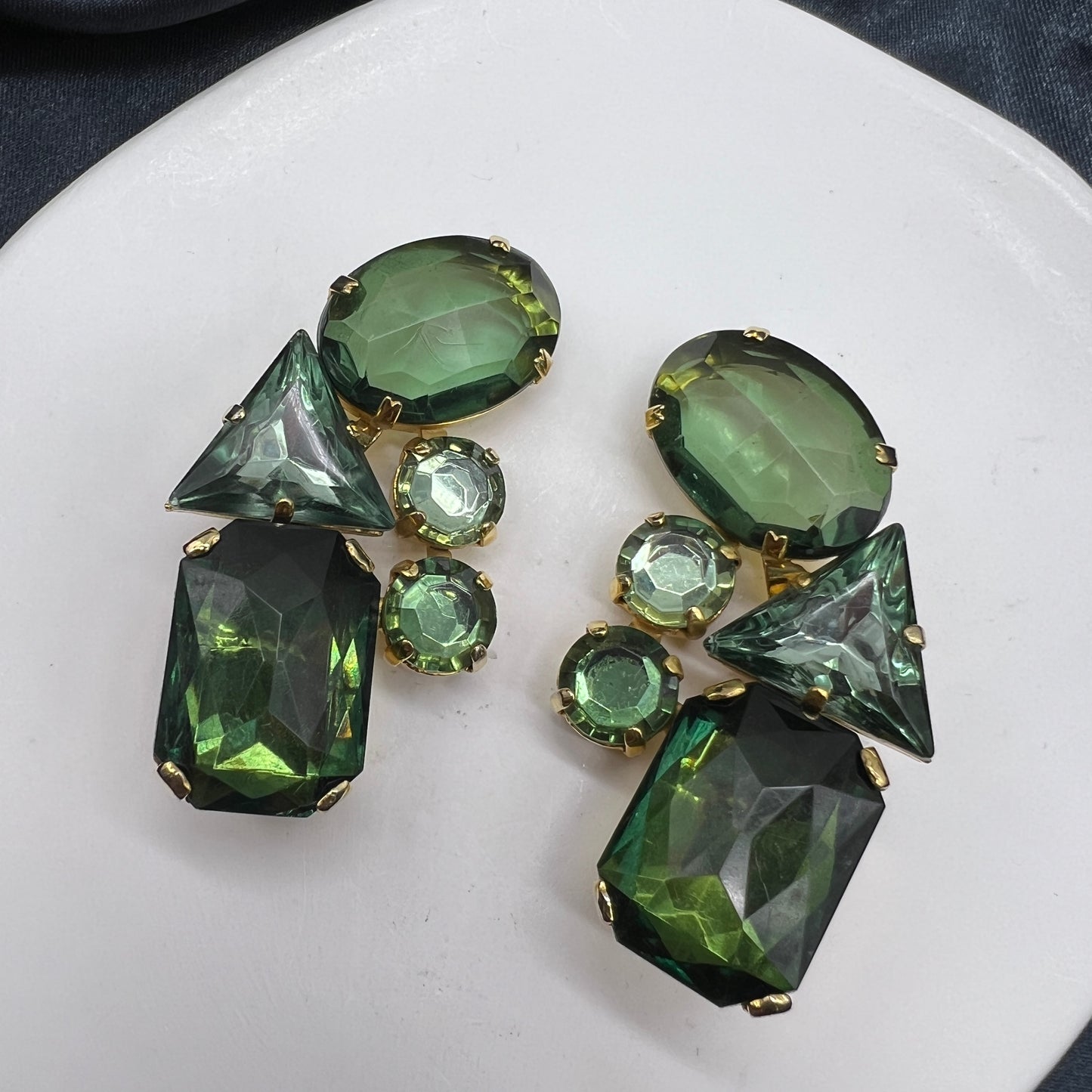 Valentino Vintage Green Stone Clip-On Earrings