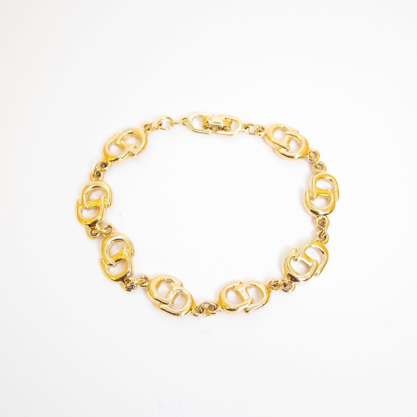 Christian Dior Vintage CD Logo Motif Golden Bracelet