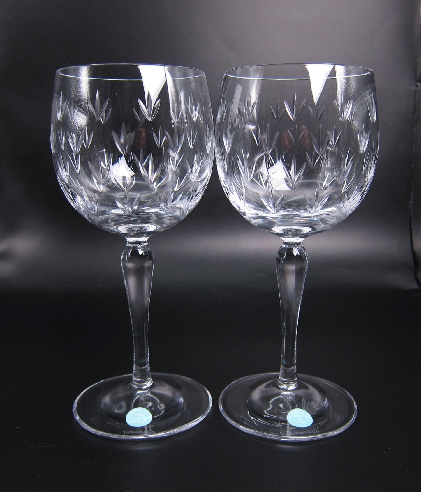 Tiffany Vintage Flower Motif Wine Glasses Set of 2