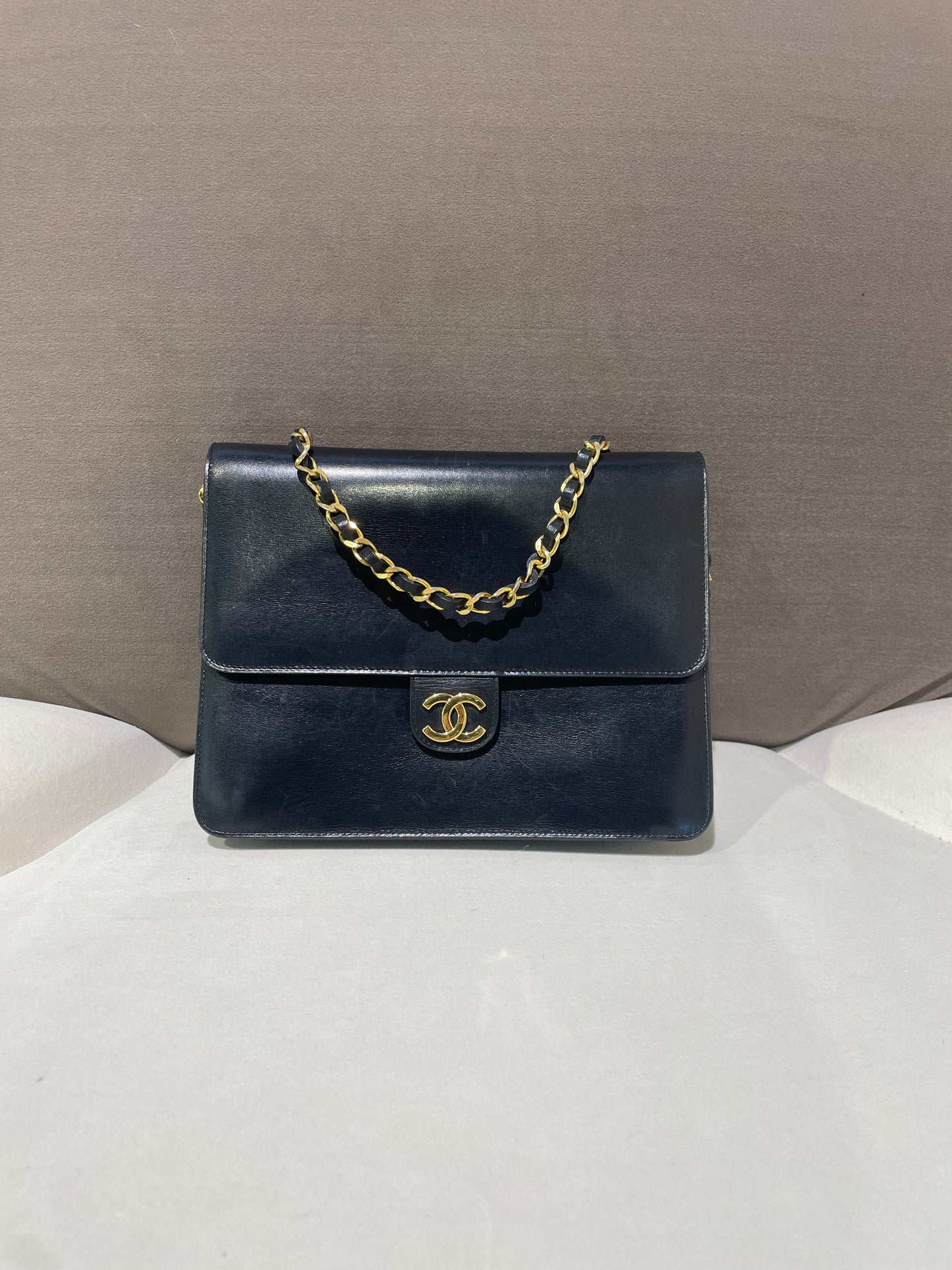 Chanel Vintage Golden CC Logo Black Calfskin Shoulder Bag With Chain
No Sticker, Unclear Year