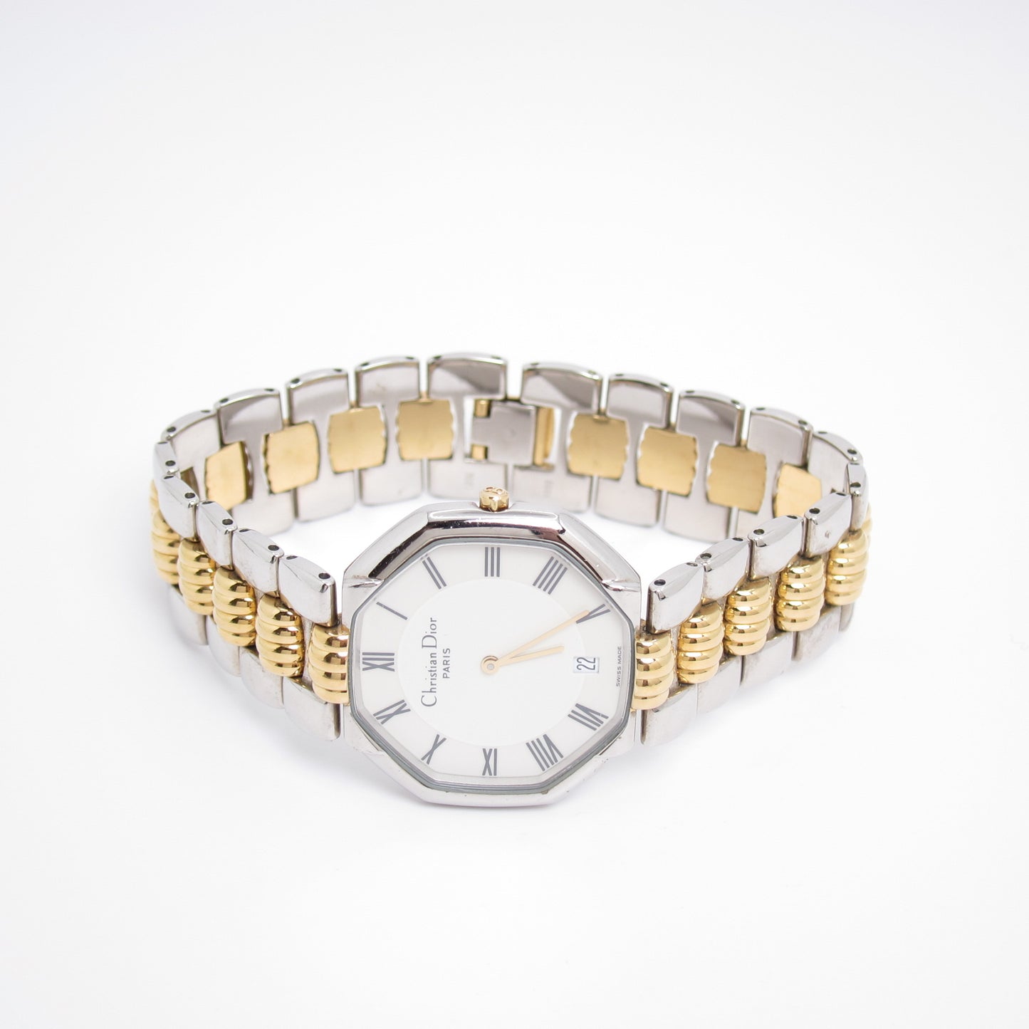 Christian Dior Vintage Octagon White Face Two Tone Watch