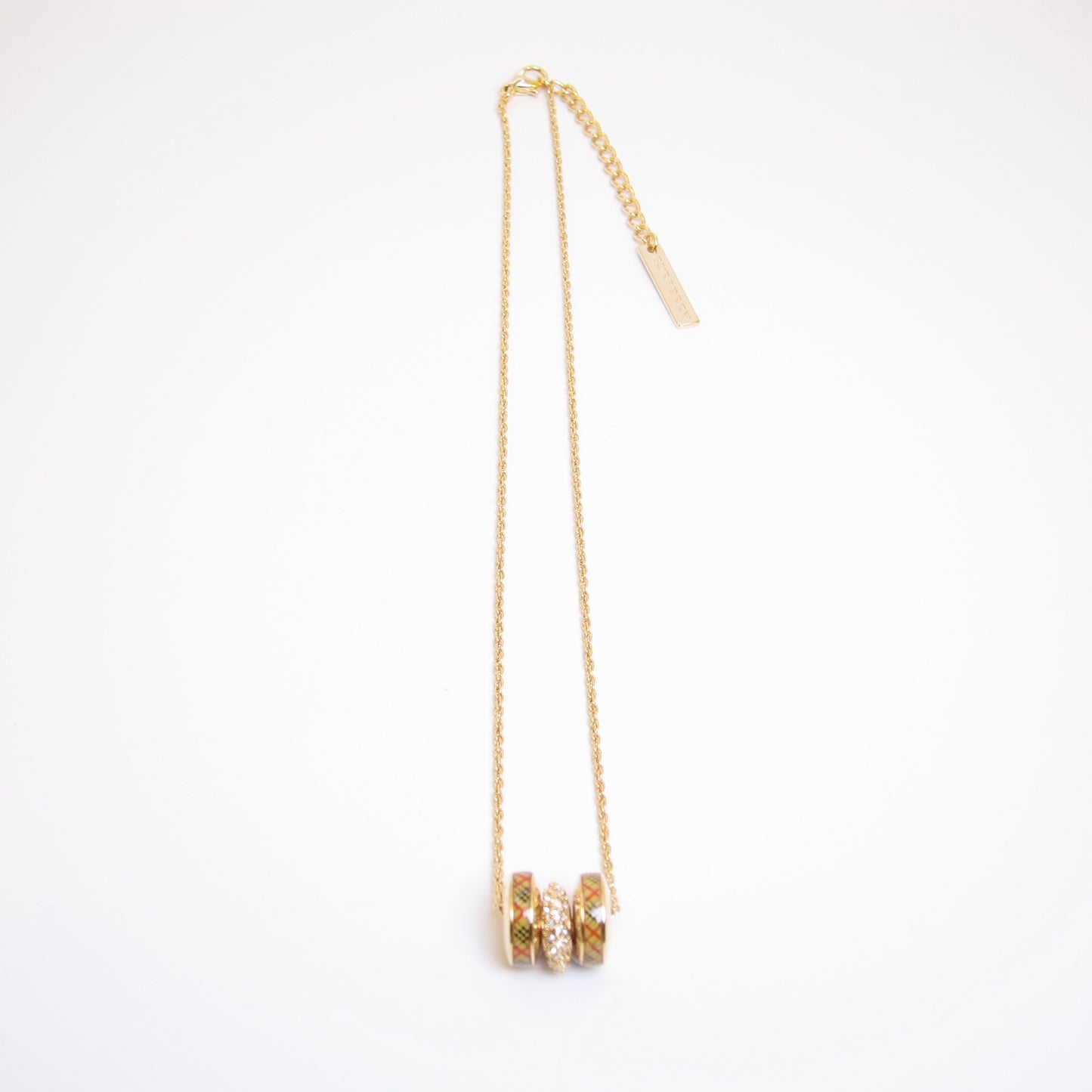 Burberry Vintage Check and Rhinestone Circle Golden Necklace