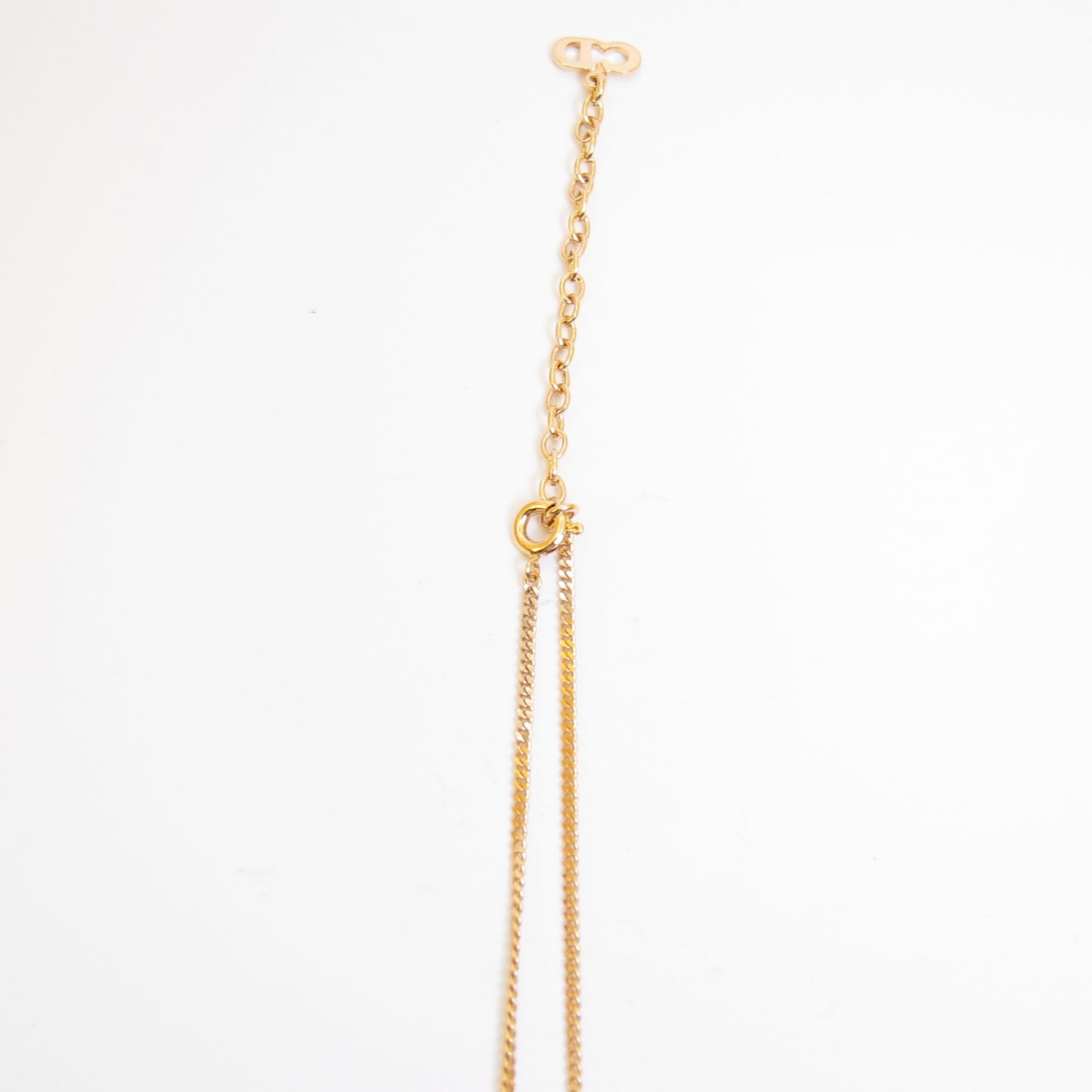 Christian Dior 復古水滴形 CD 標誌鑲水鑽金色項鍊