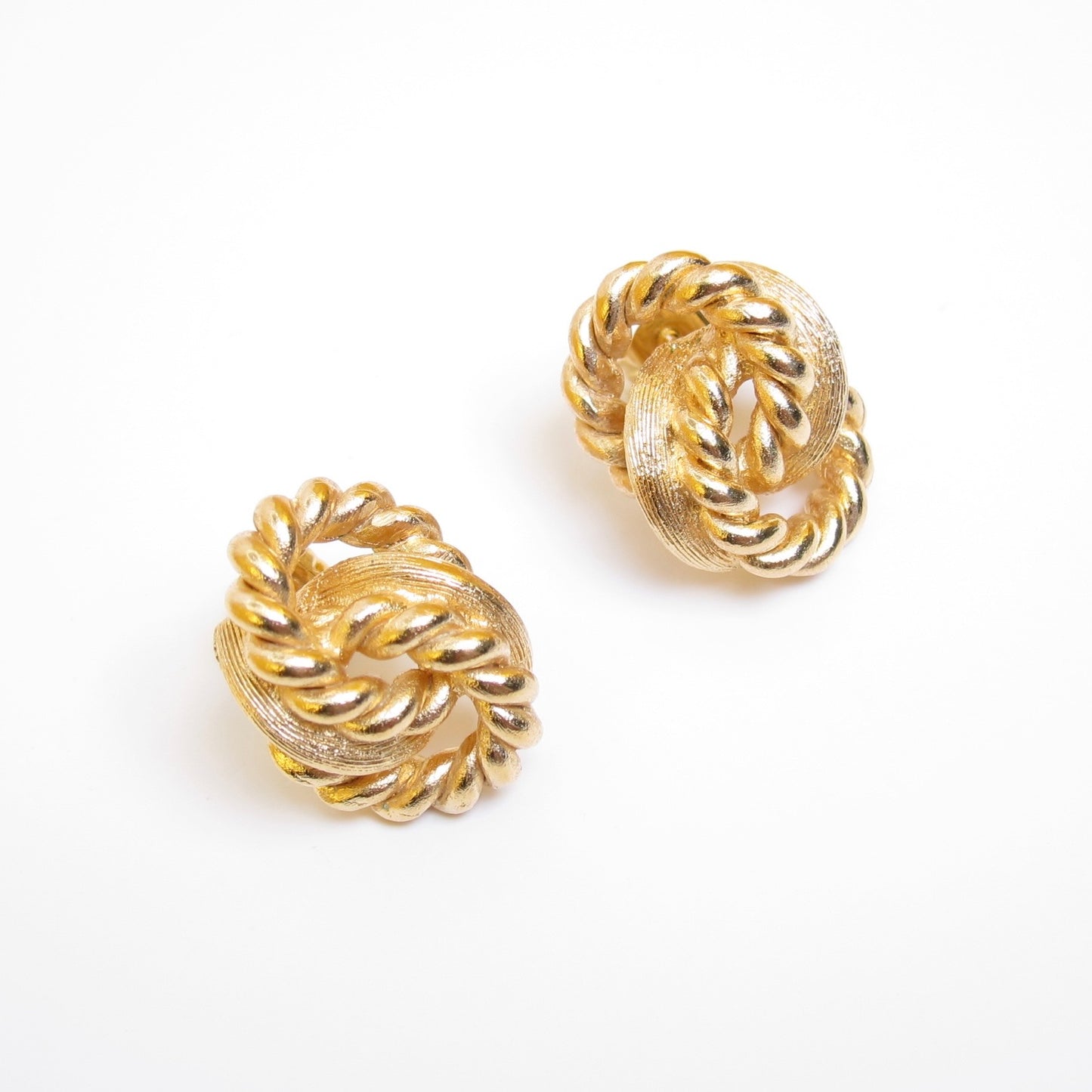 Christian Dior Vintage Twist Rope Golden Earrings